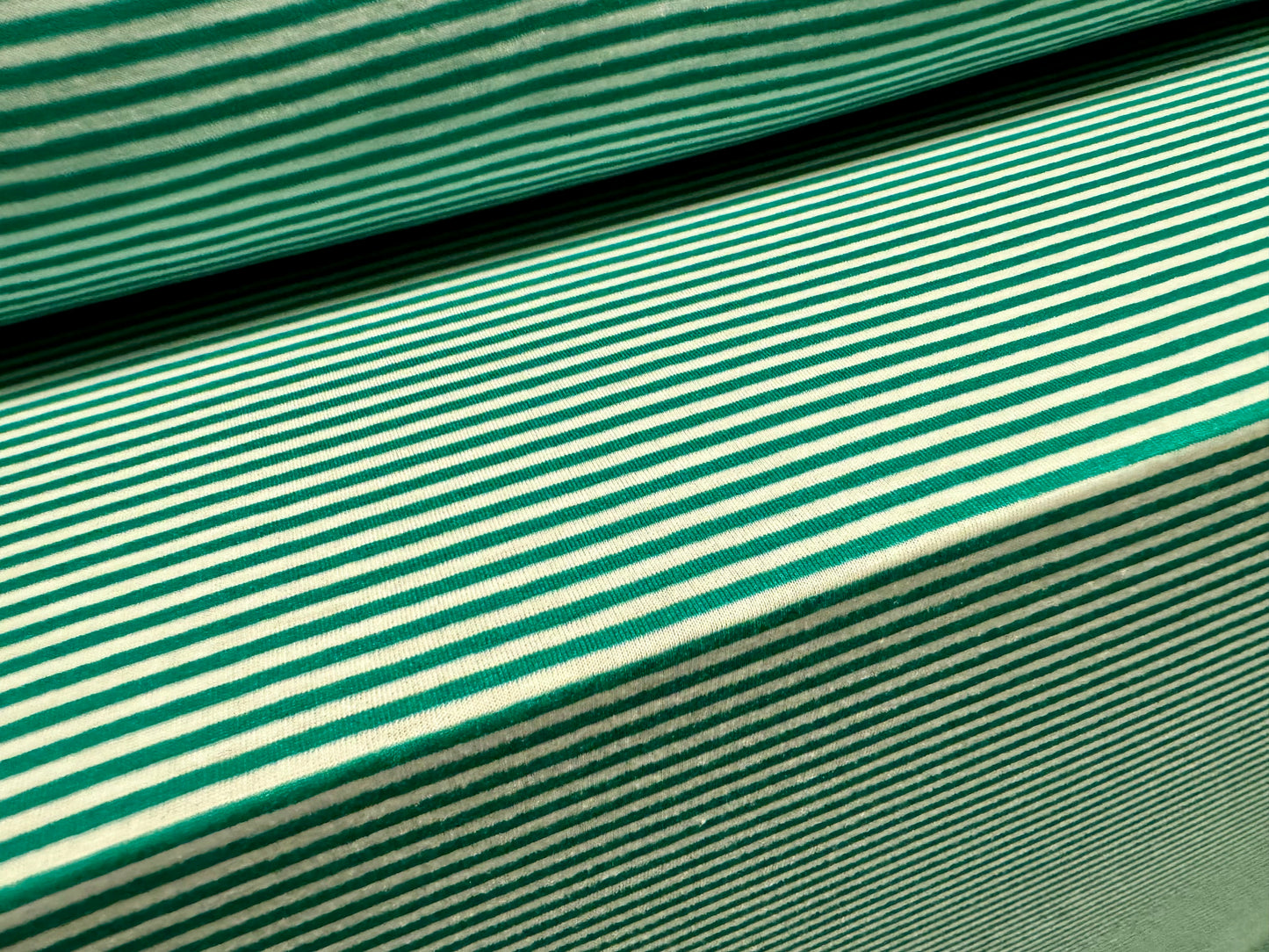 Viscose single jersey fabric, per metre - stripe - jade green & white