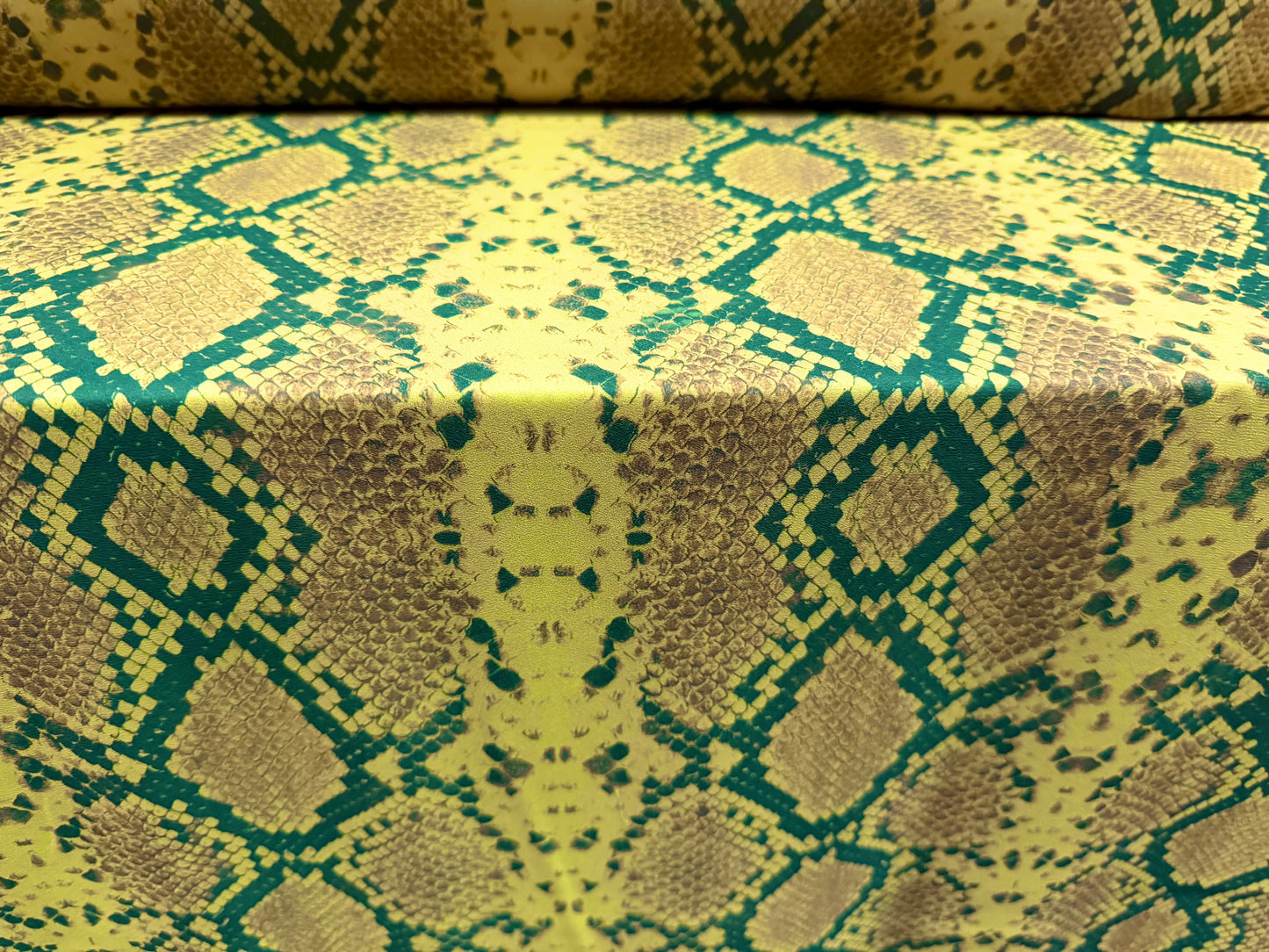 Georgette woven dress blouse fabric, per metre - snakeskin print - chartreuse