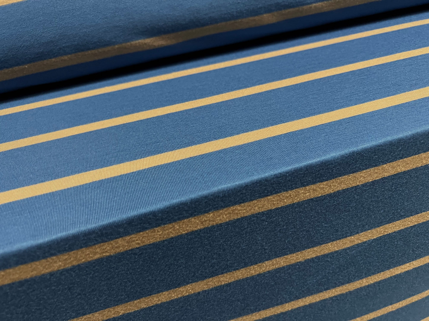 Viscose spandex stretch single jersey fabric, per metre - stripe - blue & stone