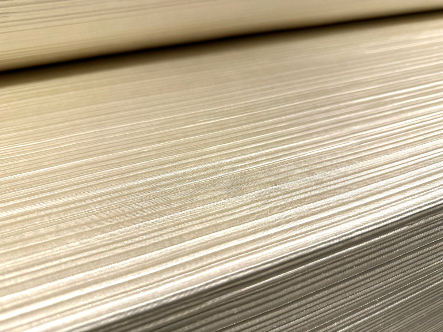 Plissé stretch spandex pleated satin dress fabric, per metre - plain - natural