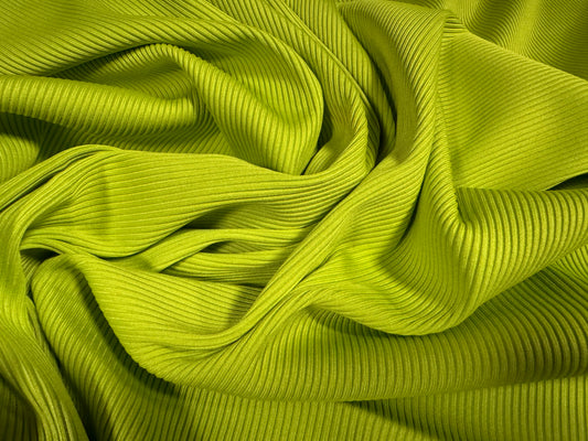 Heavyweight rib jersey fabric, per metre - plain - lime green