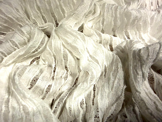 Ribbon stripe jacquard stretch spandex jersey fabric, per metre - ivory