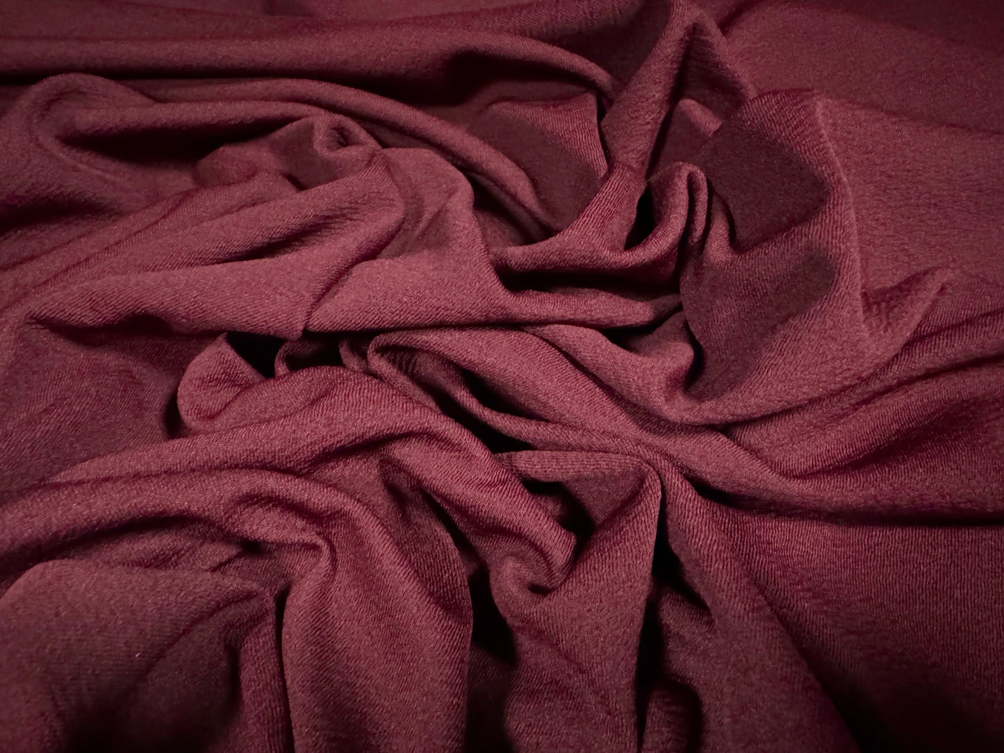 Liverpool textured scuba stretch spandex jersey fabric, per metre - plain - burgundy