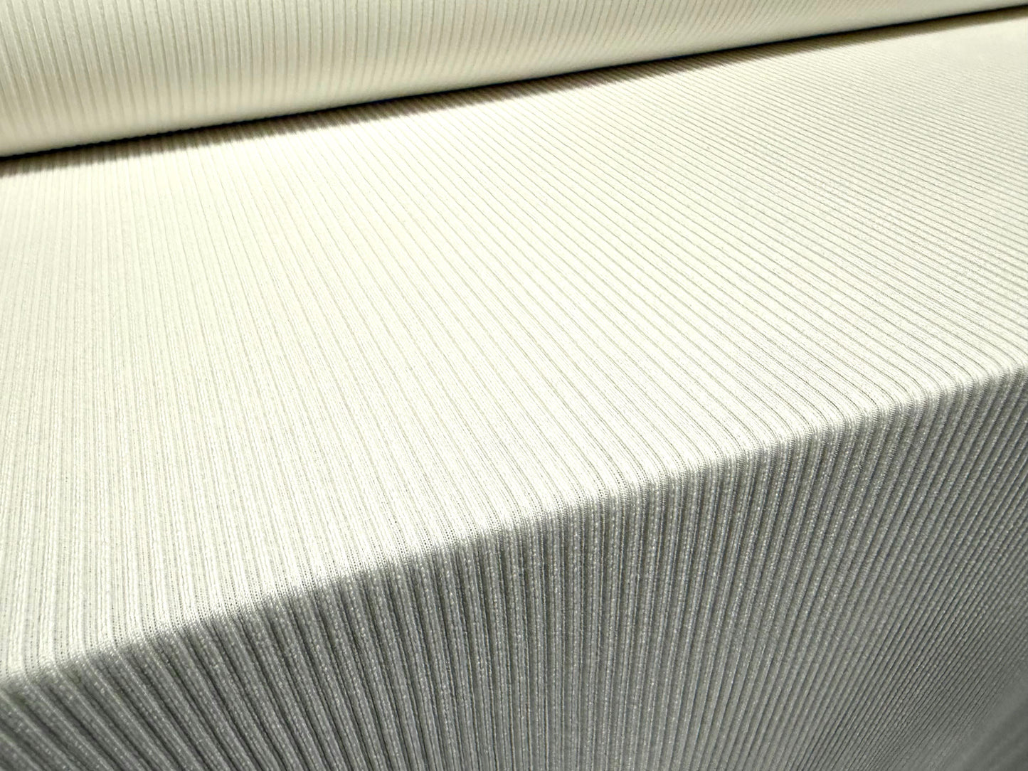 2x2 Stretch spandex ribbed jersey fabric, per metre - plain - ivory