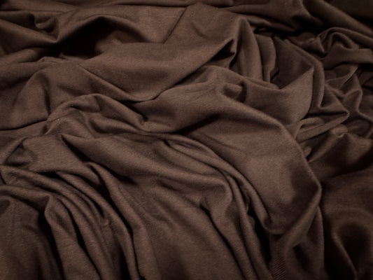 Viscose spandex stretch single jersey fabric, per metre - plain - dark brown