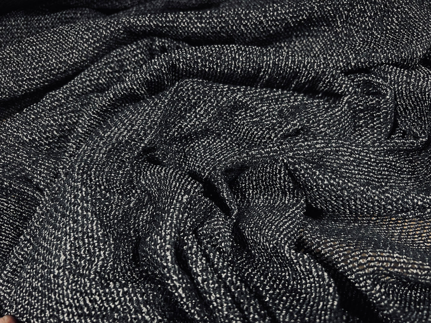 Fine Fishnet mesh net fabric, per metre - melange - grey & black