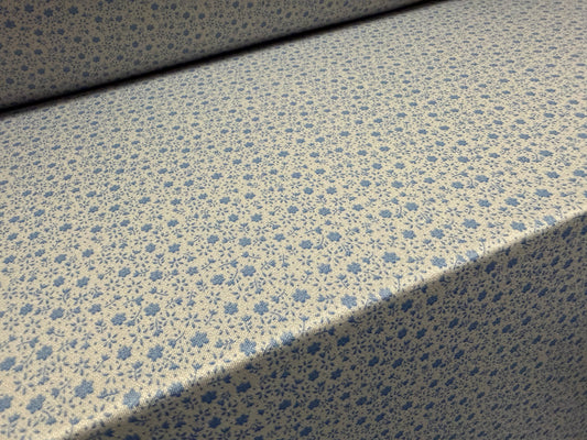 Stretch spandex crepe jersey fabric, per metre - ditsy floral print - grey & blue