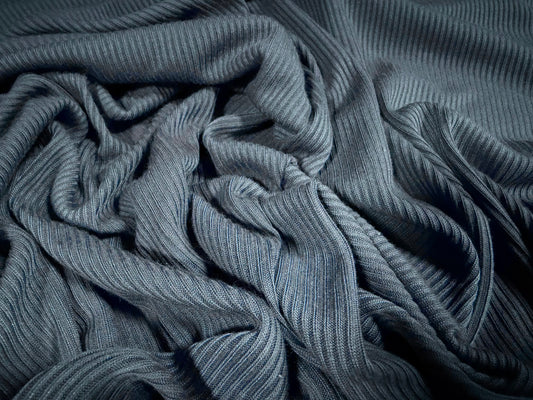 Soft touch rib jersey knit fabric, per metre - plain - Air Force blue