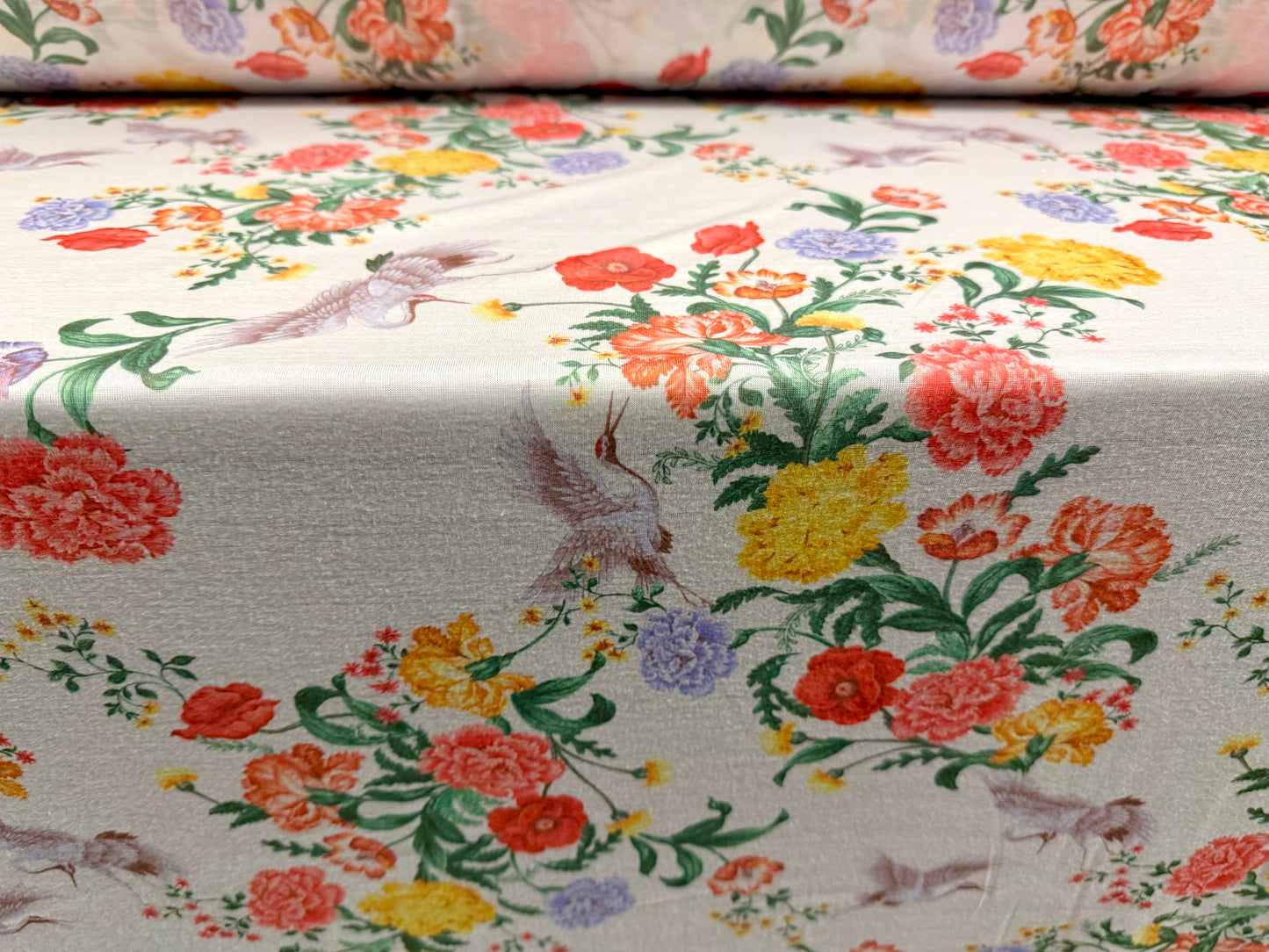 Soft handle single jersey fabric, per metre - Chinoiserie print - multicolour