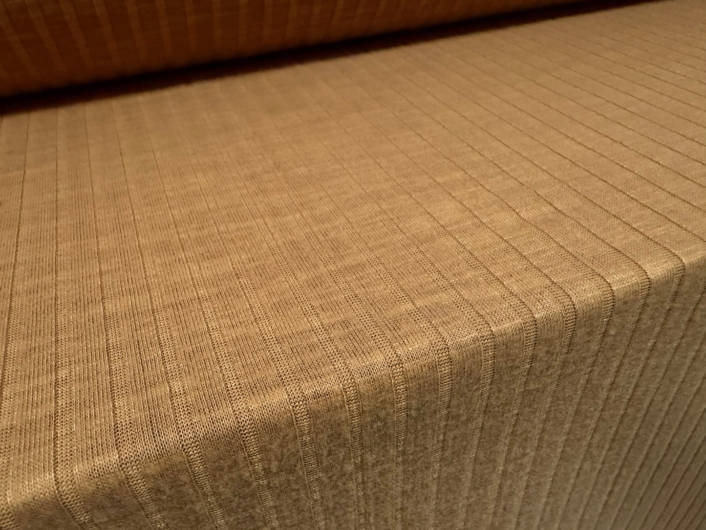 Melange spandex rib stretch jersey fabric, per metre - plain - camel