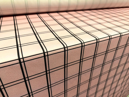 Scuba crepe stretch double jersey fabric, per metre - matrix check print - pink