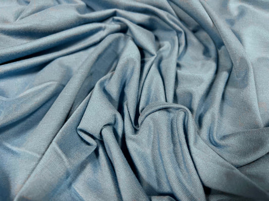 Viscose spandex stretch single jersey fabric, per metre - plain - powder blue