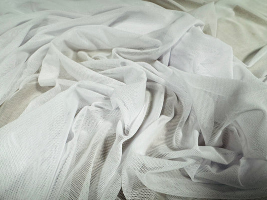 Power mesh net stretch spandex fabric, per metre - plain - optic white