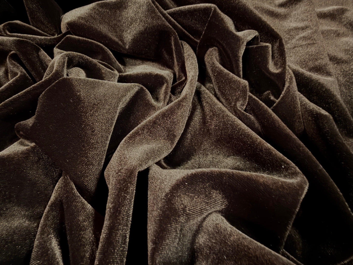 Spandex velvet stretch dress fabric, per metre - plain - ebony