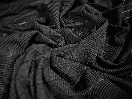 Stretch spandex rib jersey fabric, per metre - burnout stripe - black