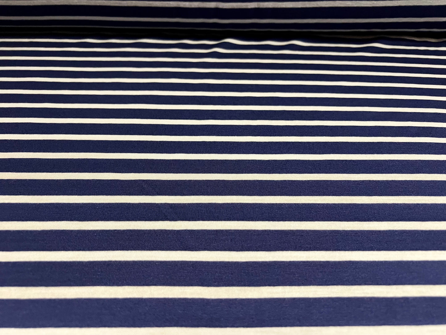 Soft handle single jersey fabric, per metre - stripe - french navy & white