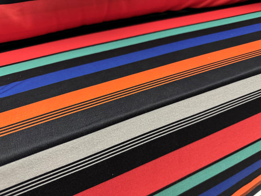 French Terry loopback sweatshirt jersey fabric, per metre - multicolour stripes print