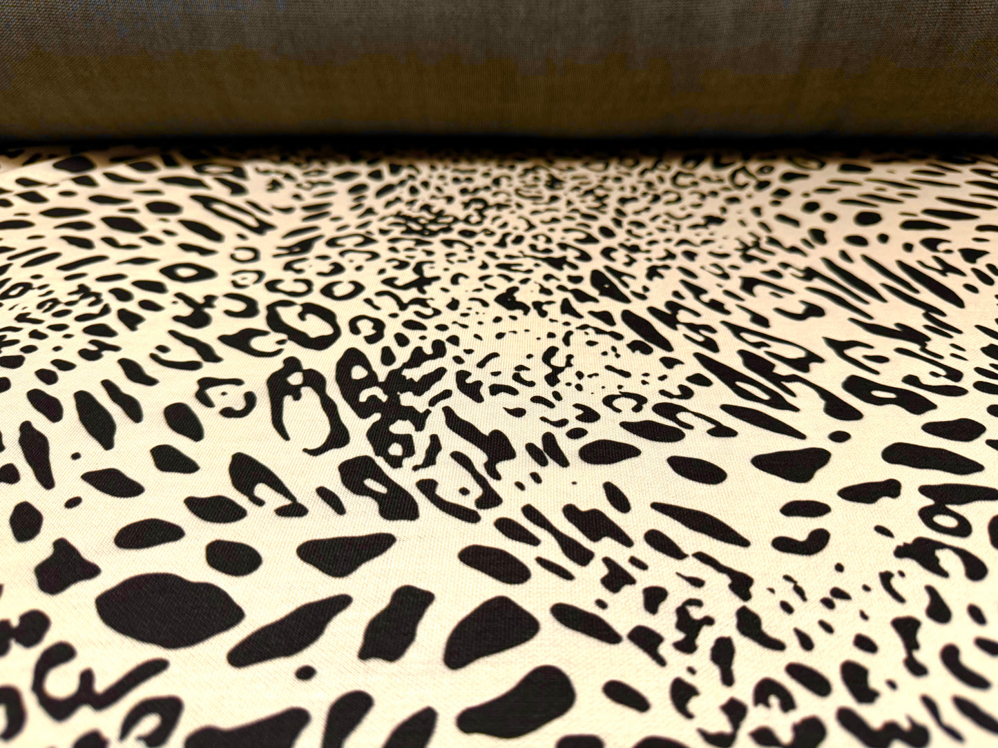 Ponte Roma double jersey knit stretch fabric, per metre - animal print - cream