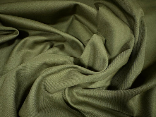 Plain weave twill trouser weight fabric, per metre - khaki