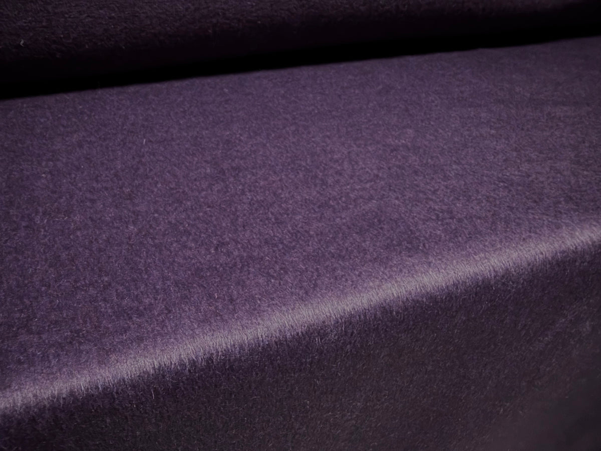Heavyweight wool flannel fabric, per metre - plain - purple