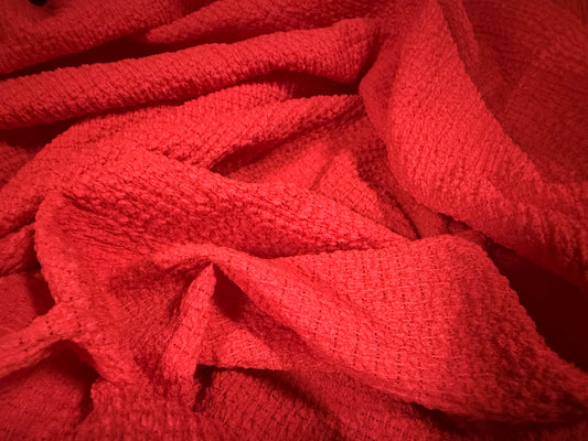 Crinkle crepe stretch woven fabric, per metre - plain - Summer Red