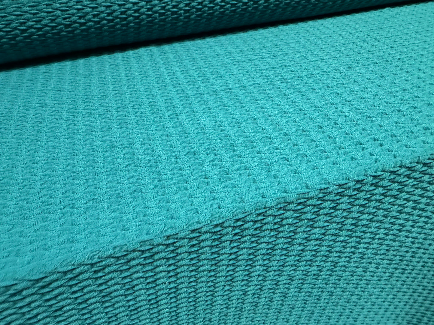 Double jersey knit stretch spandex fabric, per metre - jacquard - teal