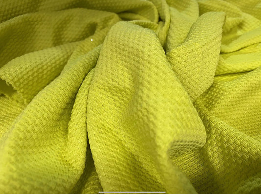 Stretch Pique jacquard jersey fabric, per metre - lime