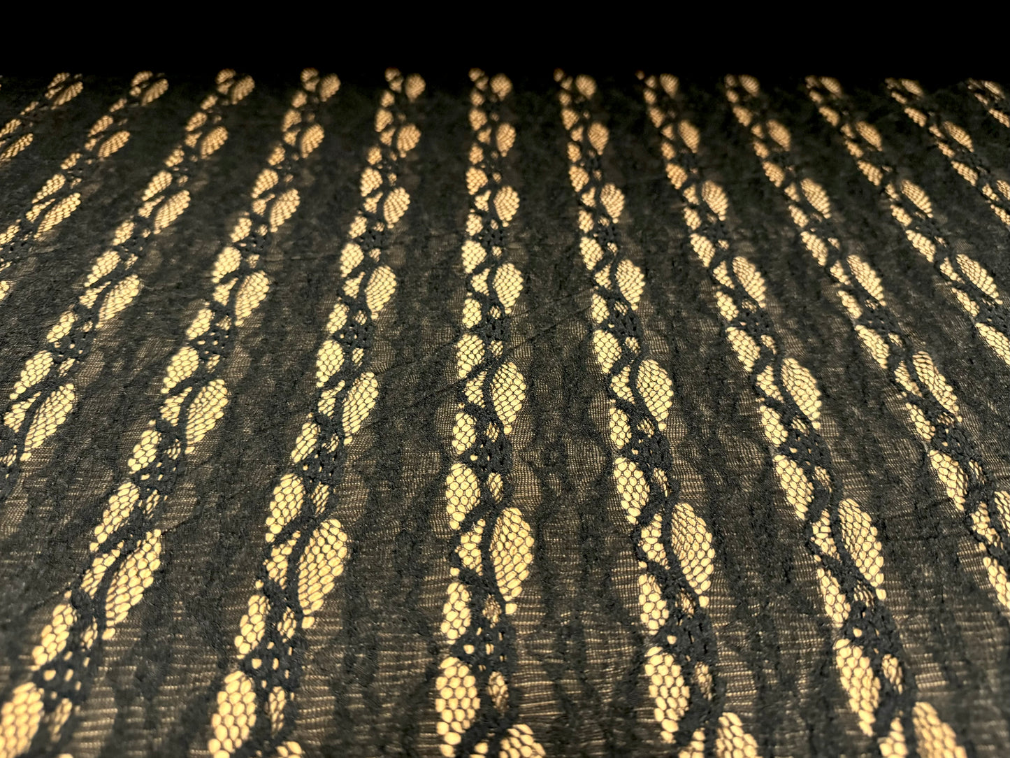 Stretch spandex lace fabric, per metre - abstract stripe - black