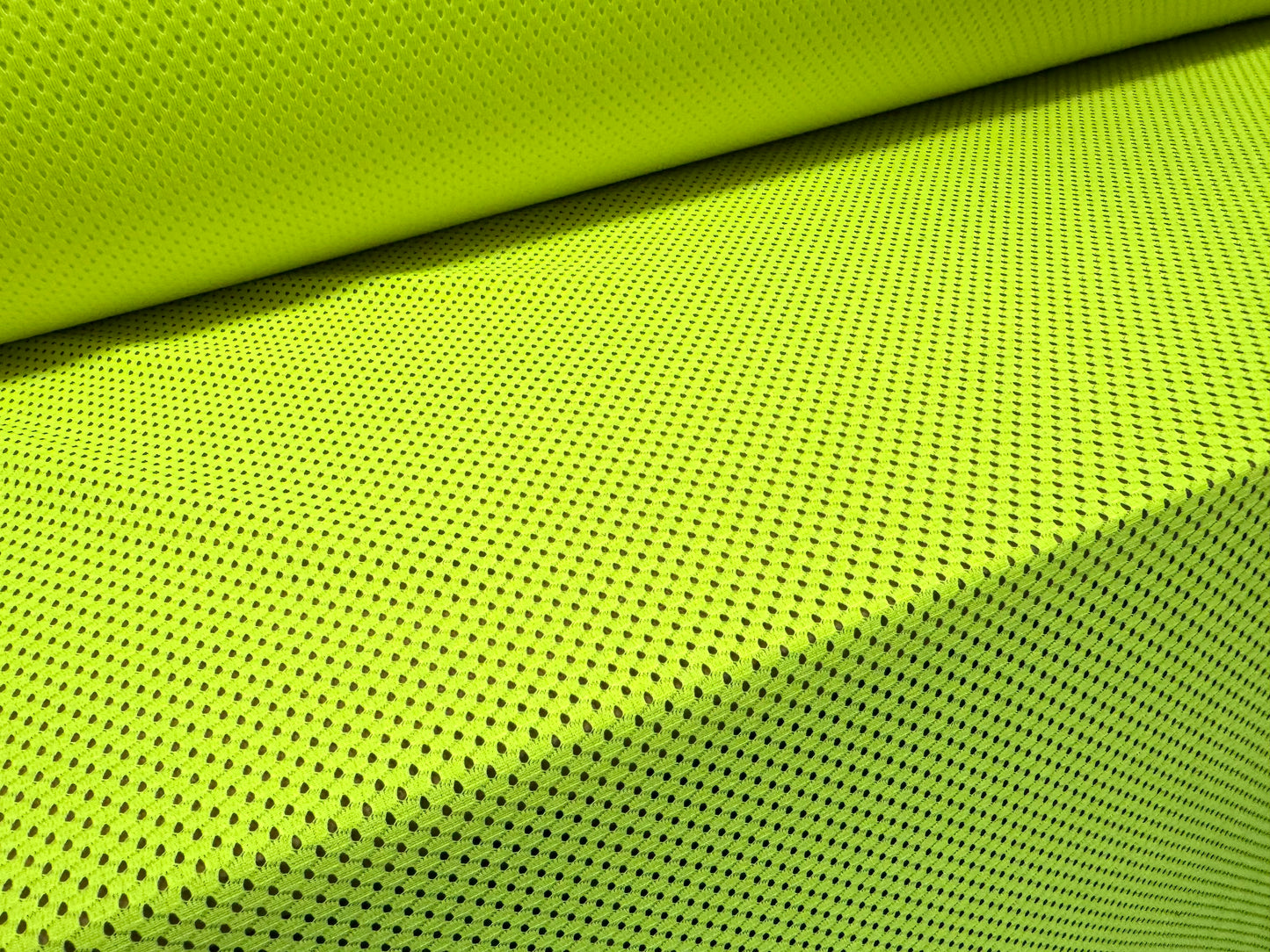 Airtex mesh eyelet fabric, per metre - plain - fluorescent yellow
