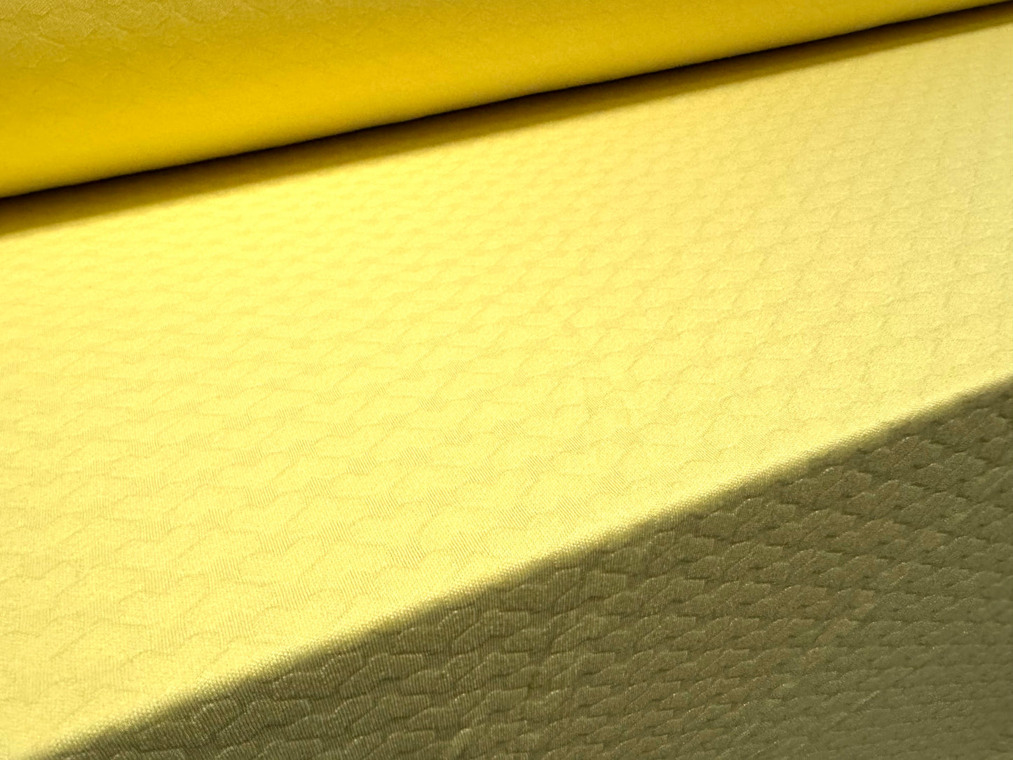 Stretch double jersey fashion fabric, per metre - loveheart jacquard - lemon