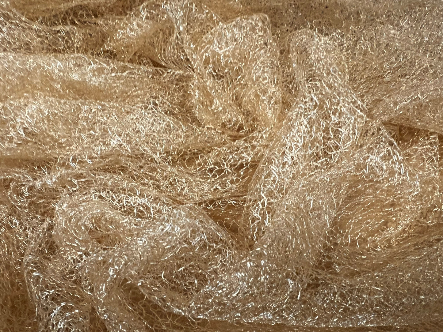 Lightweight crochet knit lace dress fabric, per metre - gold