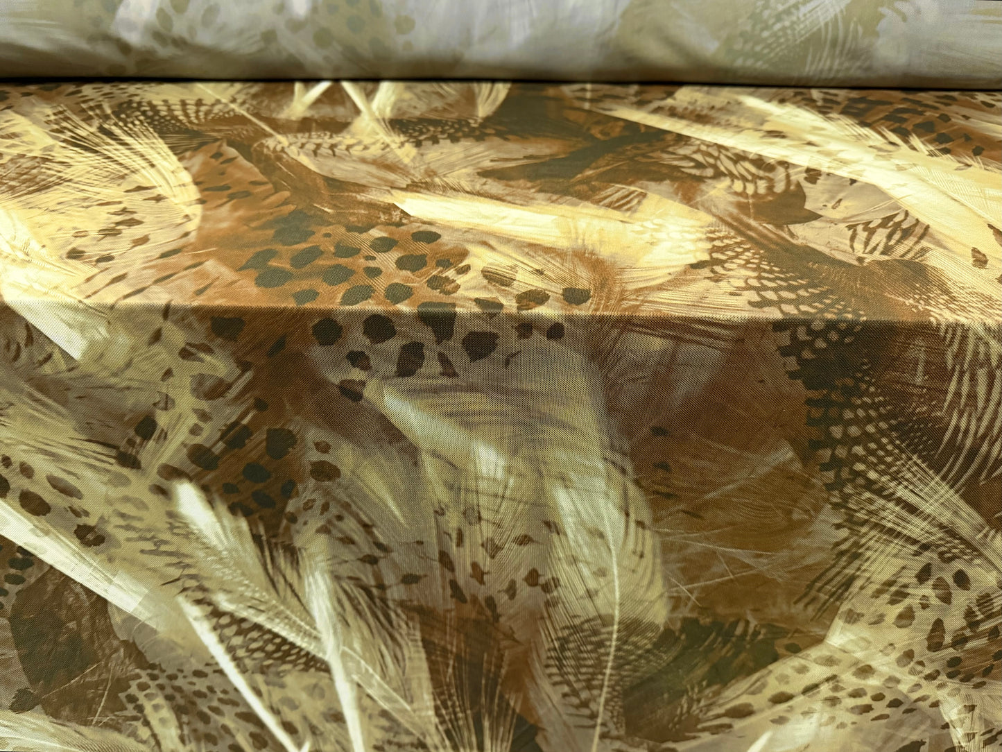 Power mesh net stretch spandex fabric, per metre - Hunter’s Camouflage print - green & brown