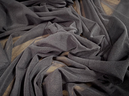 Power mesh net stretch spandex crepe fabric, per metre - plain - midnight