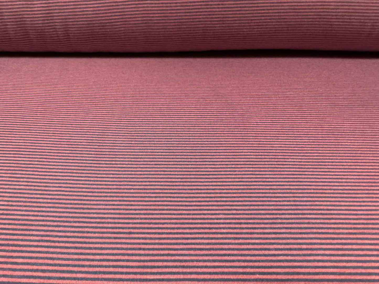 Viscose spandex stretch single jersey fabric, per metre - pinstripe - pink & blue