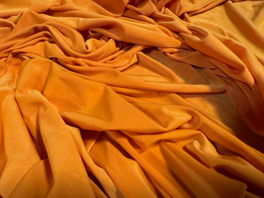 Soft touch spandex stretch jersey fabric, per metre - plain - pumpkin orange