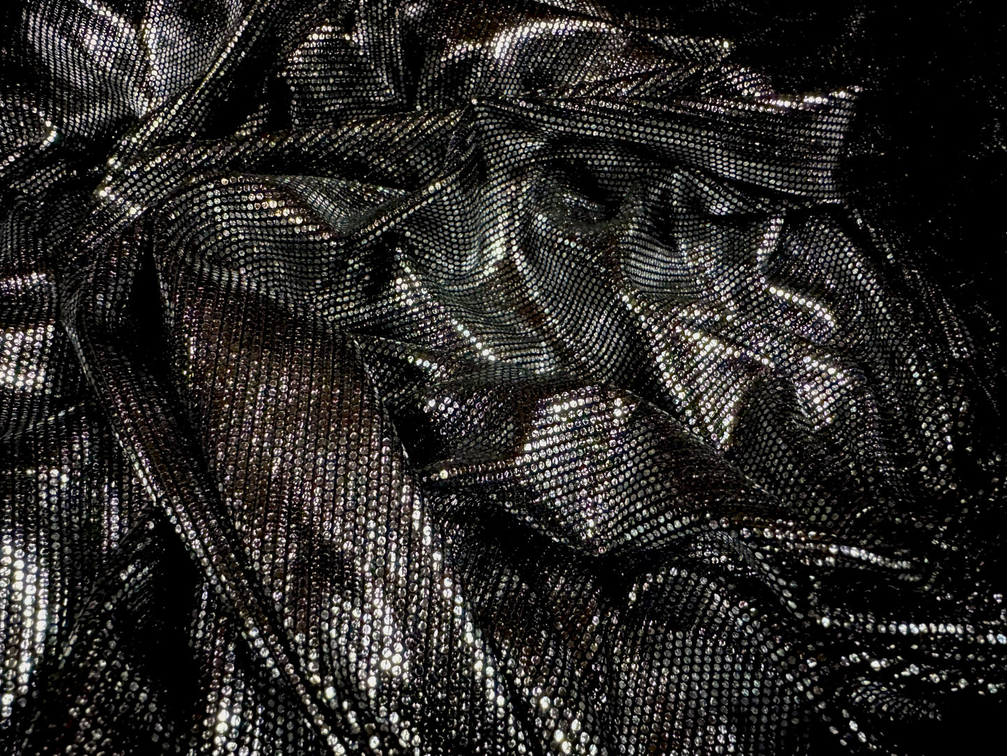 Metallic couture jersey dress fabric, per metre - plain - dark grey & silver