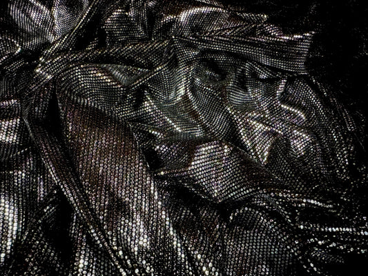 Metallic couture jersey dress fabric, per metre - plain - dark grey & silver