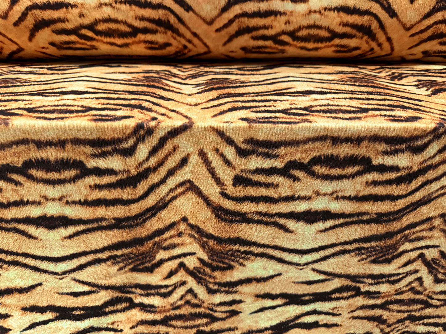 French Terry loopback sweatshirt jersey fabric, per metre - tiger print - gold