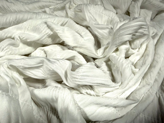 Ruched stretch spandex jersey fabric, per metre - plain - white