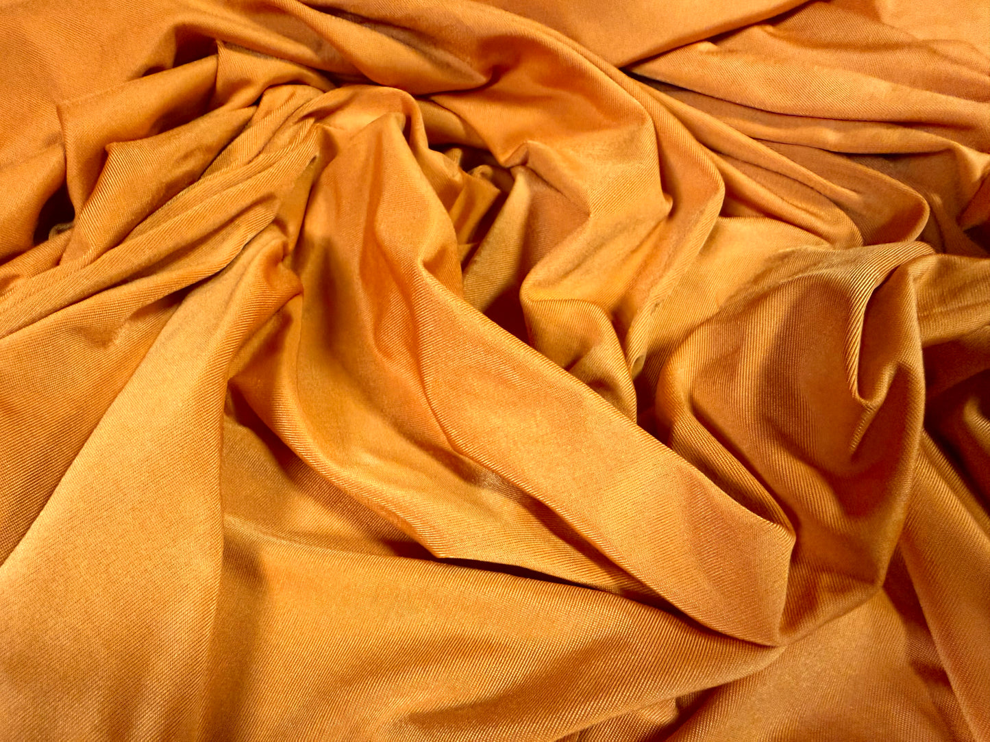 Soft touch stretch spandex jersey fabric, per metre - plain - pumpkin