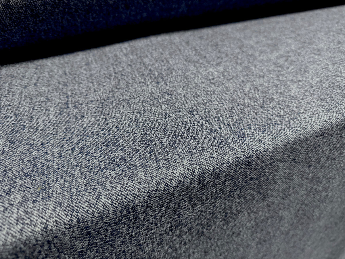 Wool tweed suiting fabric, per metre - salt & pepper melange - denim blue