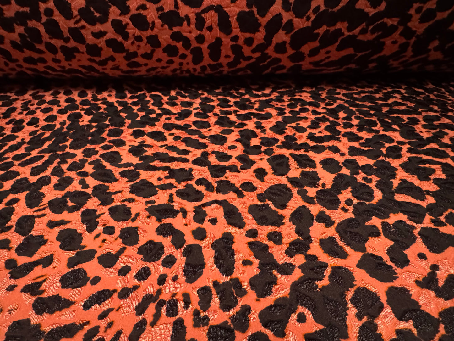 Stretch spandex jersey jacquard fabric, per metre - leopard print - coral pink