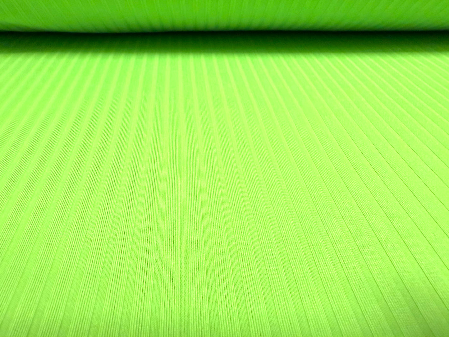 Stretch spandex rib jersey fabric, per metre - plain - fluorescent green