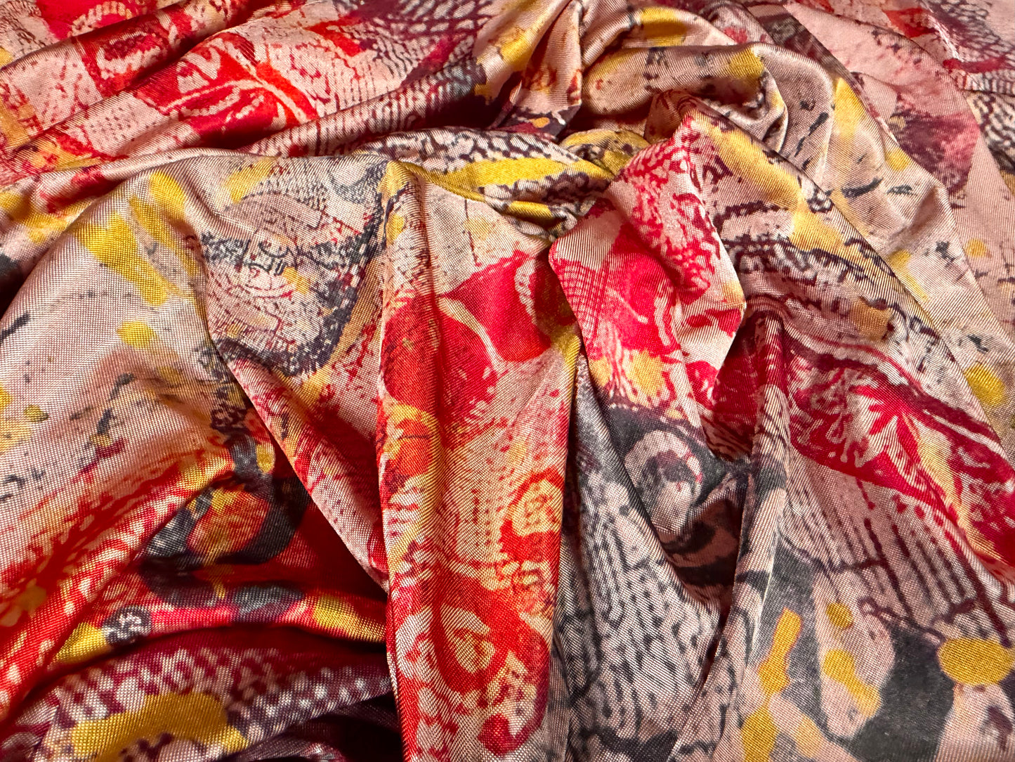 Stretch single jersey fashion fabric, per metre - bank note print - dusky pink