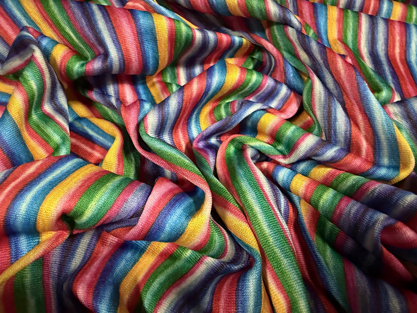 Lightweight single jersey fabric, per metre - multicolour stripe print