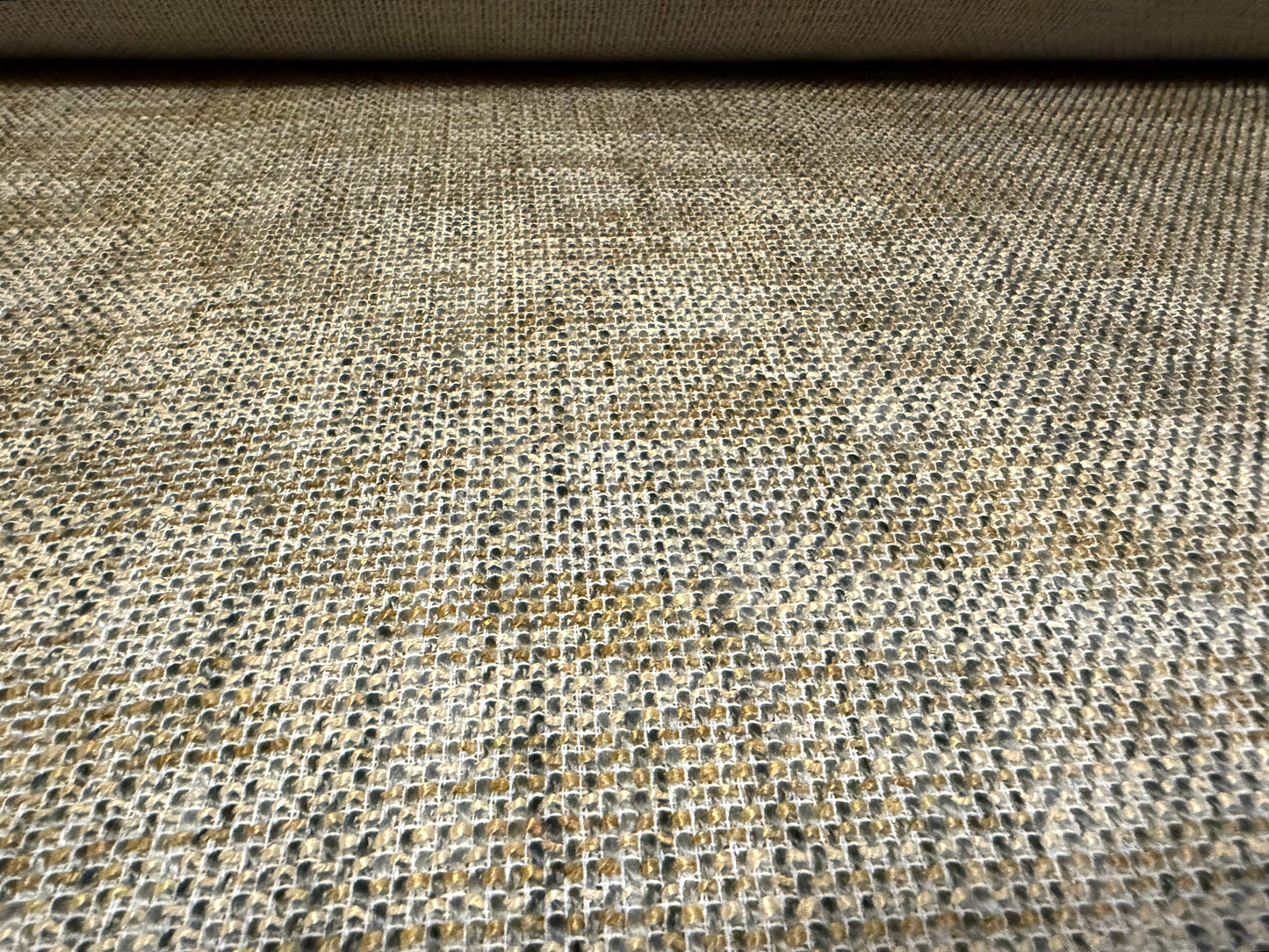 Heavyweight wool bouclé fabric, per metre - basketweave melange - sage & mustard