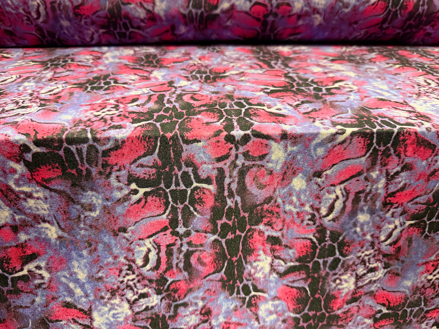 Swimwear stretch spandex jersey fabric, per metre - abstract print - purple & pink