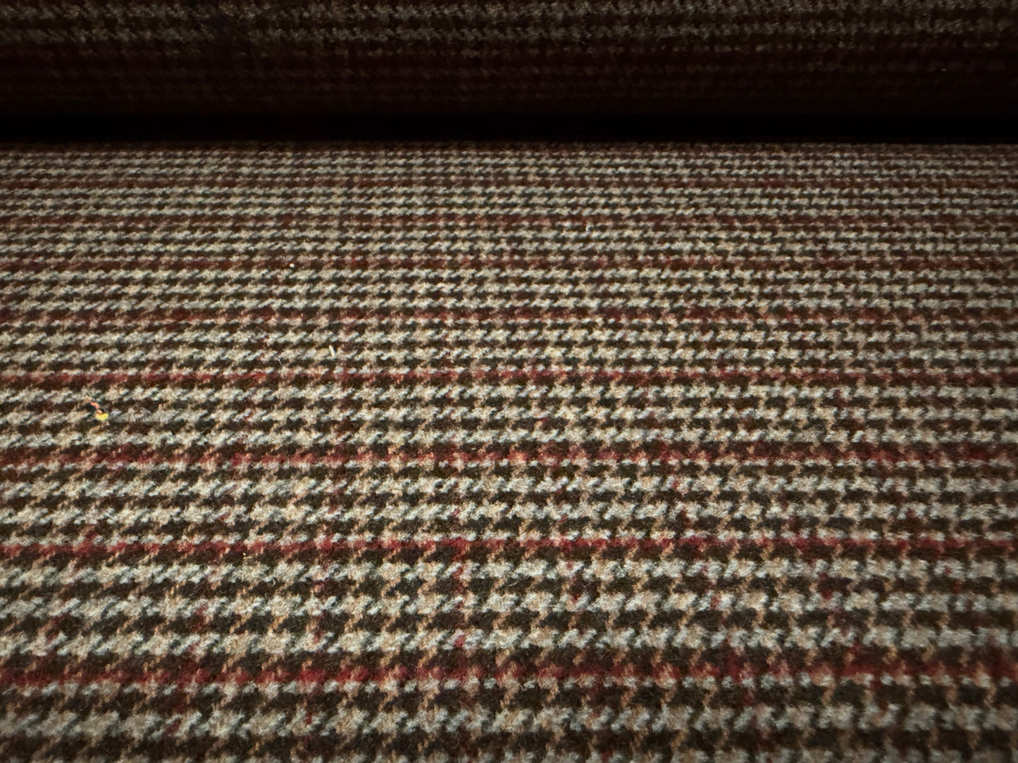 Wool flannel coat jacket fabric, per metre - Country Check - taupe & burgundy