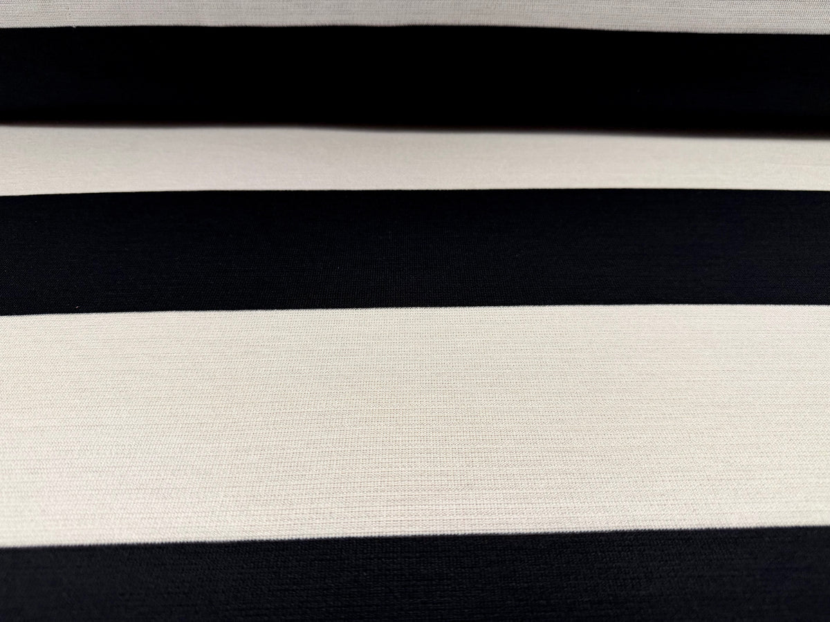 Knitwear jersey fabric, per metre - Rugby stripe - black & white