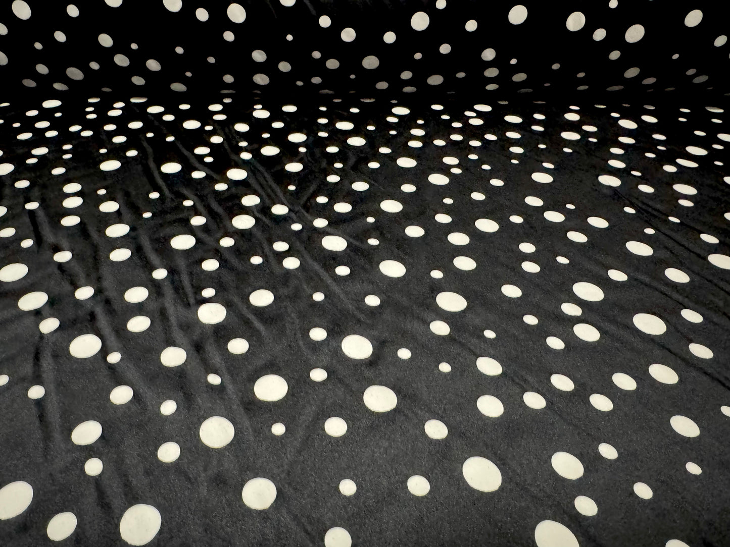 Taffeta faux silk fabric - spot print - black & white